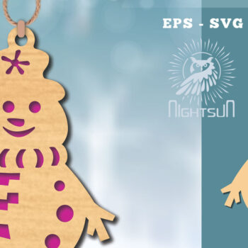 Intra απο ξύλο plywood 3mm-4mm πάχος – Στολίδι Snowman 2 Δίασταση  20x20 cm INTRAFABR-112188667 - Image 1