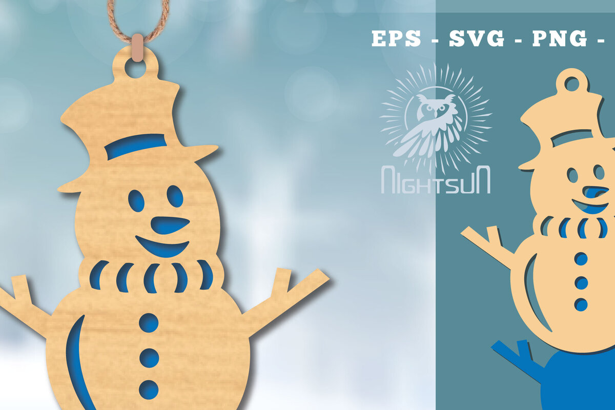 Intra απο ξύλο plywood 3mm-4mm πάχος – Στολίδι με λέιζερ χιονάνθρωπος 3 Δίασταση  20x20 cm INTRAFABR-112188698