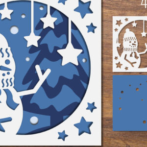 Intra απο ξύλο plywood 3mm-4mm πάχος – Snowman Layered Papercut Δίασταση  20x20 cm INTRAFABR-85007563