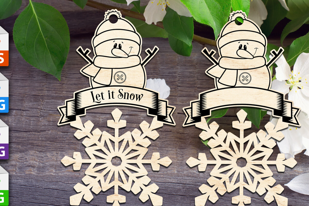 Intra απο ξύλο plywood 3mm-4mm πάχος – Στολίδι Snowman Let It Snow Flake Δίασταση  20x20 cm INTRAFABR-85568570