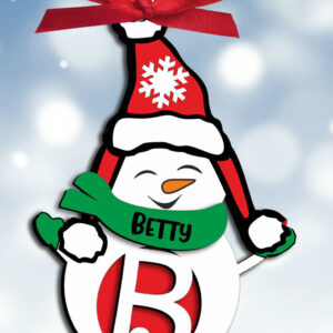 Intra απο ξύλο plywood 3mm-4mm πάχος – Χιονάνθρωπος Γράμμα Β Δώρο Χριστουγέννων Δίασταση  20x20 cm INTRAFABR-109960439