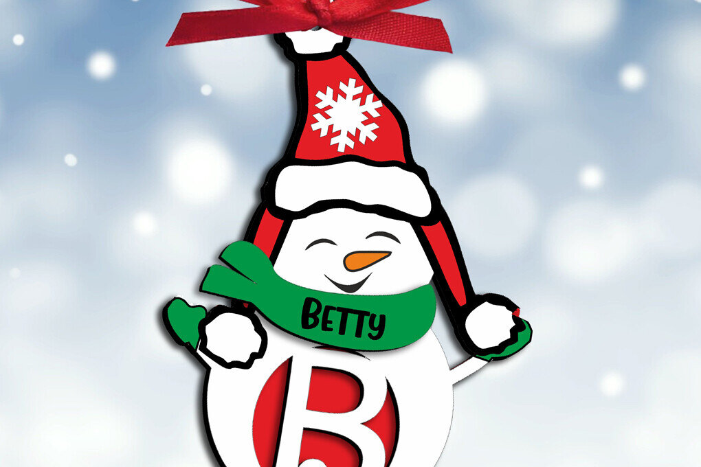 Intra απο ξύλο plywood 3mm-4mm πάχος – Χιονάνθρωπος Γράμμα Β Δώρο Χριστουγέννων Δίασταση  20x20 cm INTRAFABR-109960439