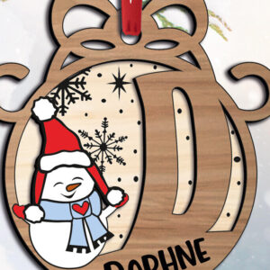 Intra απο ξύλο plywood 3mm-4mm πάχος – Χιονάνθρωπος Γράμμα D Χριστουγεννιάτικο στολίδι Δίασταση  20x20 cm INTRAFABR-110353323