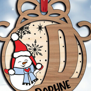 Intra απο ξύλο plywood 3mm-4mm πάχος – Χιονάνθρωπος Γράμμα D Χριστουγεννιάτικο στολίδι Δίασταση  20x20 cm INTRAFABR-110353323 - Image 2