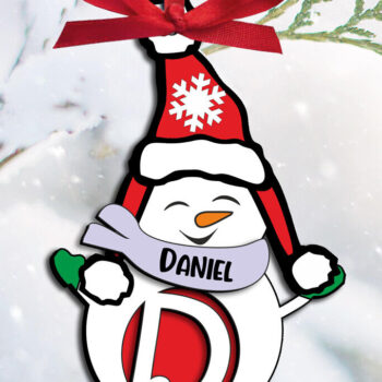 Intra απο ξύλο plywood 3mm-4mm πάχος – Χιονάνθρωπος γράμμα D Διακοπές δέντρο στολίδι Δίασταση 20x20 cm INTRAFABR-109991523 - Image 1