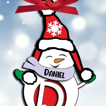 Intra απο ξύλο plywood 3mm-4mm πάχος – Χιονάνθρωπος γράμμα D Διακοπές δέντρο στολίδι Δίασταση 20x20 cm INTRAFABR-109991523 - Image 2