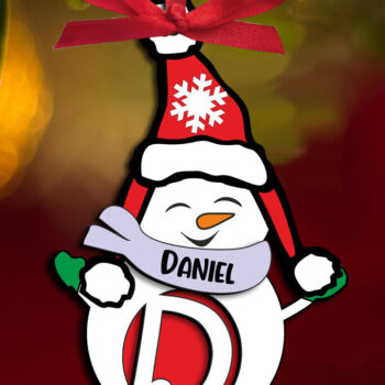 Intra απο ξύλο plywood 3mm-4mm πάχος – Χιονάνθρωπος γράμμα D Διακοπές δέντρο στολίδι Δίασταση 20x20 cm INTRAFABR-109991523 - Image 3