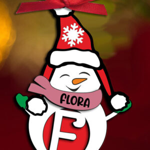 Intra απο ξύλο plywood 3mm-4mm πάχος – Χιονάνθρωπος Γράμμα F Δώρο διακοπών Δίασταση  20x20 cm INTRAFABR-109991682