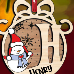 Intra απο ξύλο plywood 3mm-4mm πάχος – Χιονάνθρωπος γράμμα H Χριστουγεννιάτικο στολίδι Δίασταση  20x20 cm INTRAFABR-110470528