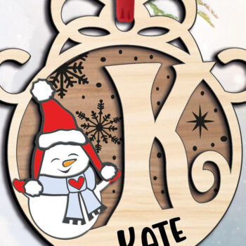 Intra απο ξύλο plywood 3mm-4mm πάχος – Snowman Letter K Χριστουγεννιάτικο Στολίδι Δίασταση 20x20 cm INTRAFABR-110525495 - Image 2