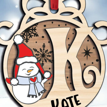 Intra απο ξύλο plywood 3mm-4mm πάχος – Snowman Letter K Χριστουγεννιάτικο Στολίδι Δίασταση 20x20 cm INTRAFABR-110525495 - Image 3