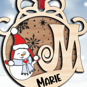 Intra απο ξύλο plywood 3mm-4mm πάχος – Snowman Letter M Holiday Christmas Δίασταση  20x20 cm INTRAFABR-110630848