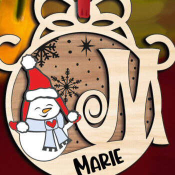 Intra απο ξύλο plywood 3mm-4mm πάχος – Snowman Letter M Holiday Christmas Δίασταση  20x20 cm INTRAFABR-110630848 - Image 3