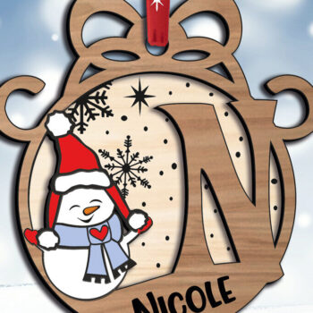 Intra απο ξύλο plywood 3mm-4mm πάχος – Snowman Letter N Χριστουγεννιάτικο Στολίδι Δίασταση  20x20 cm INTRAFABR-110639346 - Image 1