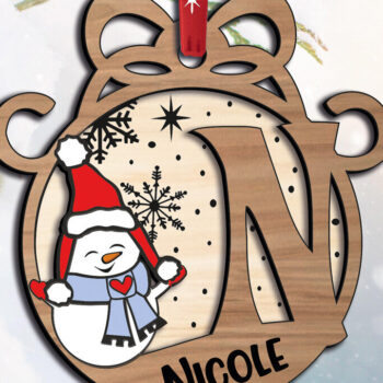 Intra απο ξύλο plywood 3mm-4mm πάχος – Snowman Letter N Χριστουγεννιάτικο Στολίδι Δίασταση  20x20 cm INTRAFABR-110639346 - Image 2