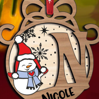 Intra απο ξύλο plywood 3mm-4mm πάχος – Snowman Letter N Χριστουγεννιάτικο Στολίδι Δίασταση  20x20 cm INTRAFABR-110639346 - Image 3