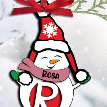 Intra απο ξύλο plywood 3mm-4mm πάχος – Χιονάνθρωπος Γράμμα R Χριστουγεννιάτικο δώρο διακοπών Δίασταση  20x20 cm INTRAFABR-110179750 - Image 1