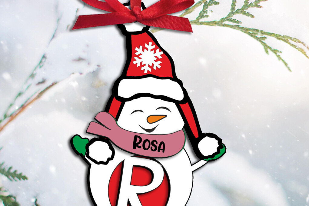 Intra απο ξύλο plywood 3mm-4mm πάχος – Χιονάνθρωπος Γράμμα R Χριστουγεννιάτικο δώρο διακοπών Δίασταση  20x20 cm INTRAFABR-110179750