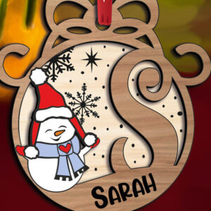 Intra απο ξύλο plywood 3mm-4mm πάχος – Snowman Letter S Holiday Christmas Δίασταση  20x20 cm INTRAFABR-110714390