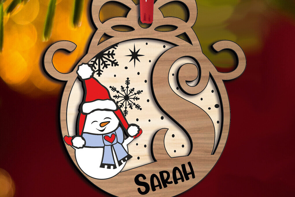 Intra απο ξύλο plywood 3mm-4mm πάχος – Snowman Letter S Holiday Christmas Δίασταση  20x20 cm INTRAFABR-110714390