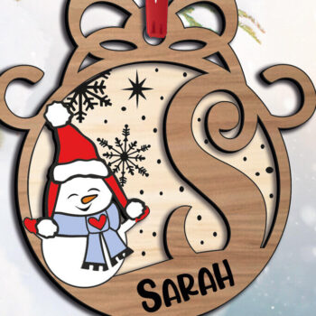 Intra απο ξύλο plywood 3mm-4mm πάχος – Snowman Letter S Holiday Christmas Δίασταση  20x20 cm INTRAFABR-110714390 - Image 2