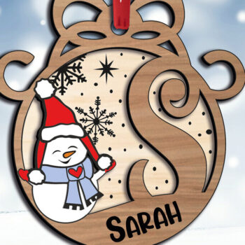 Intra απο ξύλο plywood 3mm-4mm πάχος – Snowman Letter S Holiday Christmas Δίασταση  20x20 cm INTRAFABR-110714390 - Image 3