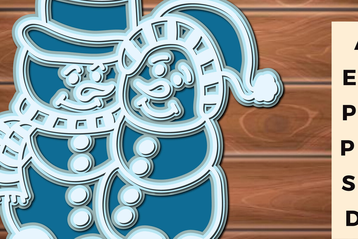 Intra απο ξύλο plywood 3mm-4mm πάχος – Αρχεία κοπής πολλών επιπέδων χιονάνθρωπος Δίασταση  20x20 cm INTRAFABR-17623518