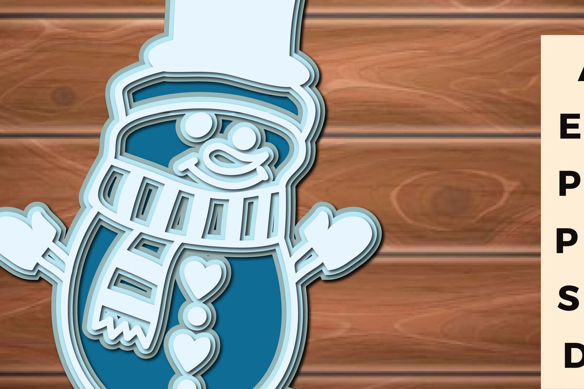 Intra απο ξύλο plywood 3mm-4mm πάχος – Αρχεία κοπής πολλών επιπέδων χιονάνθρωπος Δίασταση  20x20 cm INTRAFABR-17623531