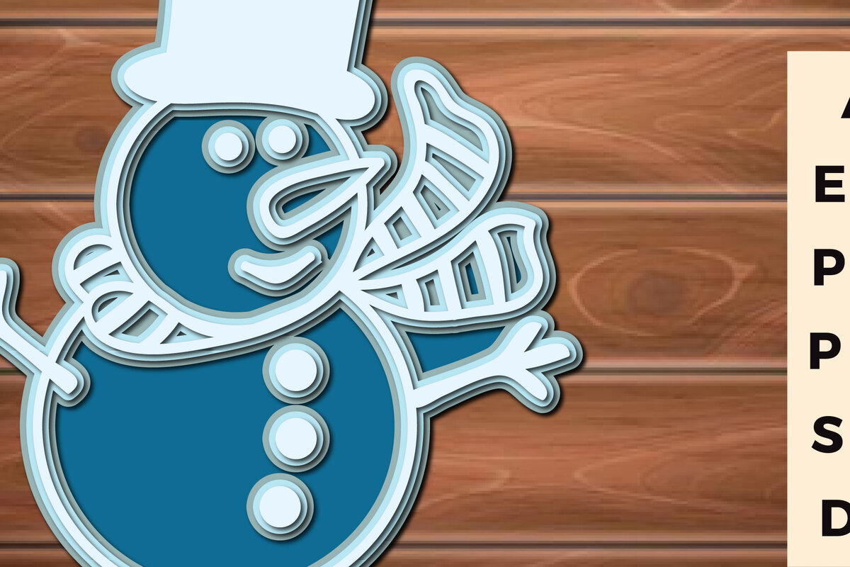 Intra απο ξύλο plywood 3mm-4mm πάχος – Αρχεία κοπής πολλών επιπέδων χιονάνθρωπος Δίασταση  20x20 cm INTRAFABR-17623618