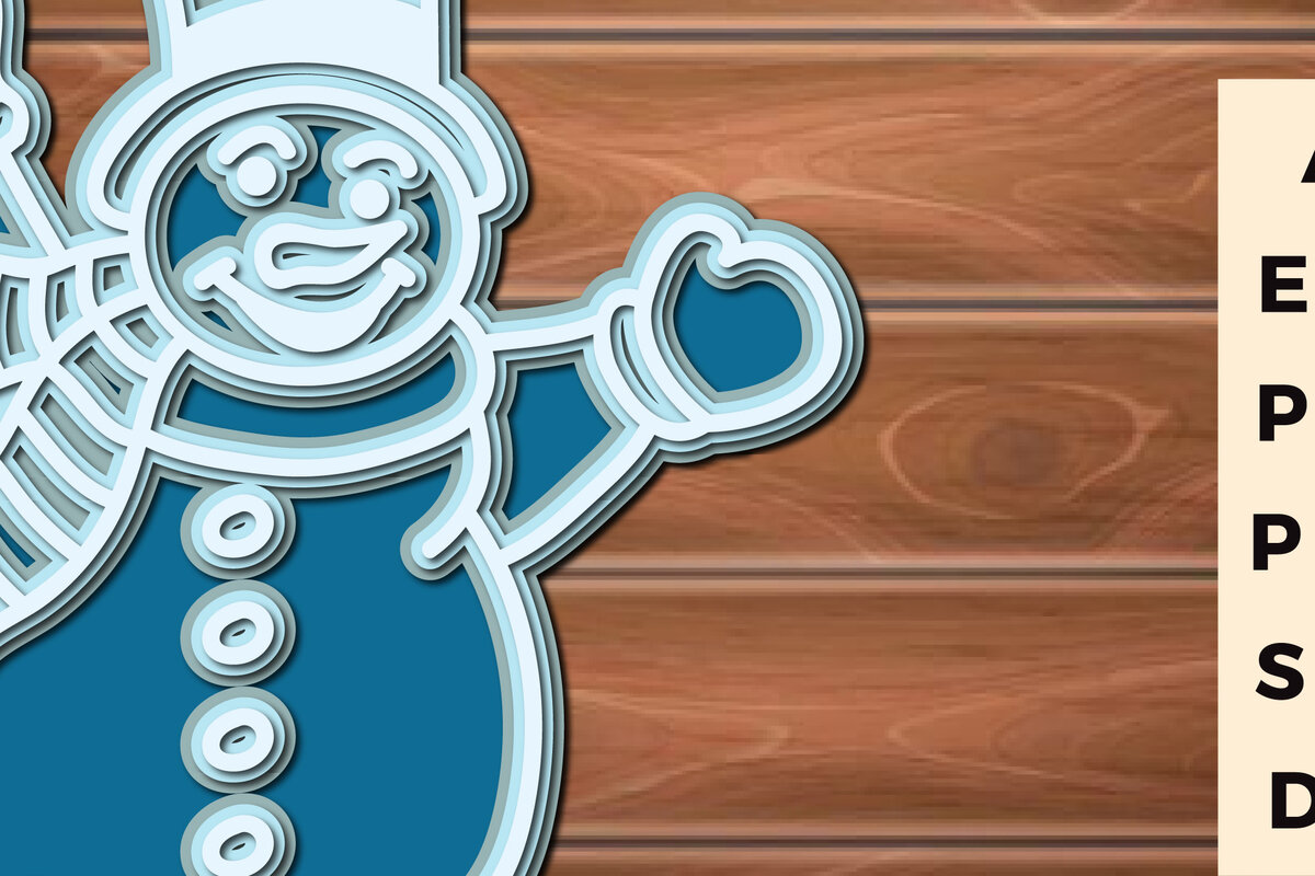 Intra απο ξύλο plywood 3mm-4mm πάχος – Αρχεία κοπής πολλών επιπέδων χιονάνθρωπος Δίασταση  20x20 cm INTRAFABR-17623597