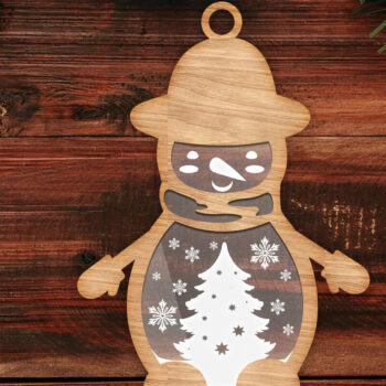 Intra απο ξύλο plywood 3mm-4mm πάχος – Πολυστρωματικό στολίδι χιονάνθρωπος, Χριστούγεννα Δίασταση 20x20 cm INTRAFABR-83010036 - Image 2