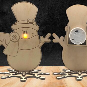 Intra απο ξύλο plywood 3mm-4mm πάχος – Φωτιστικό τσαγιού μύτης χιονάνθρωπος Δίασταση 20x20 cm INTRAFABR-42556278 - Image 1