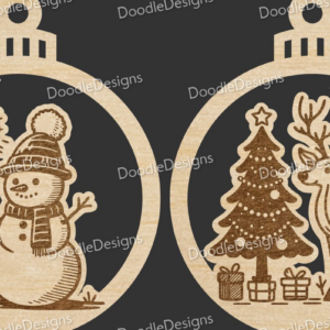 Intra απο ξύλο plywood 3mm-4mm πάχος – Χριστουγεννιάτικα μπιχλιμπίδια Snowman & Reindeer Δίασταση  20x20 cm INTRAFABR-102387537