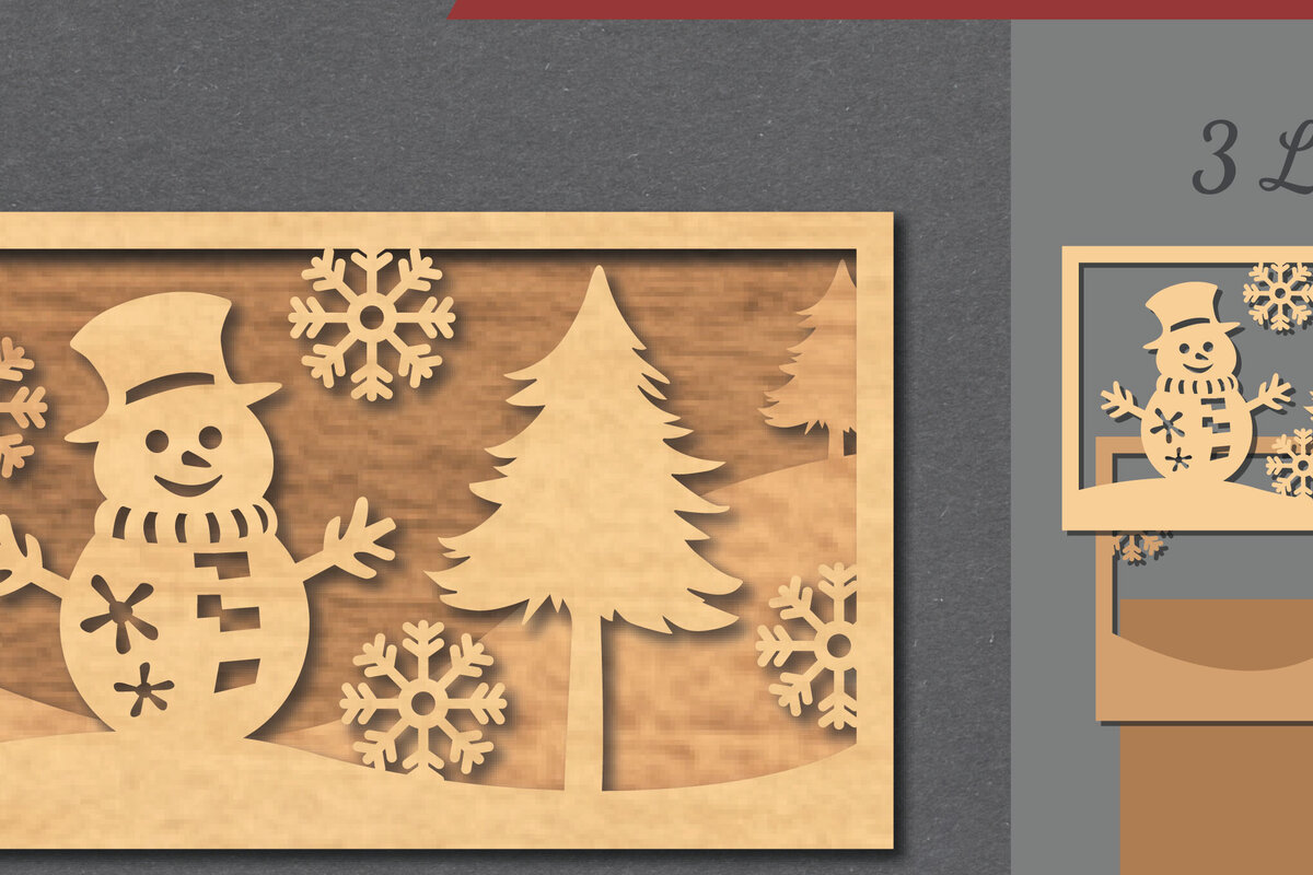 Intra απο ξύλο plywood 3mm-4mm πάχος – Snowman SceneDecor 1 Δίασταση  20x20 cm INTRAFABR-112466053