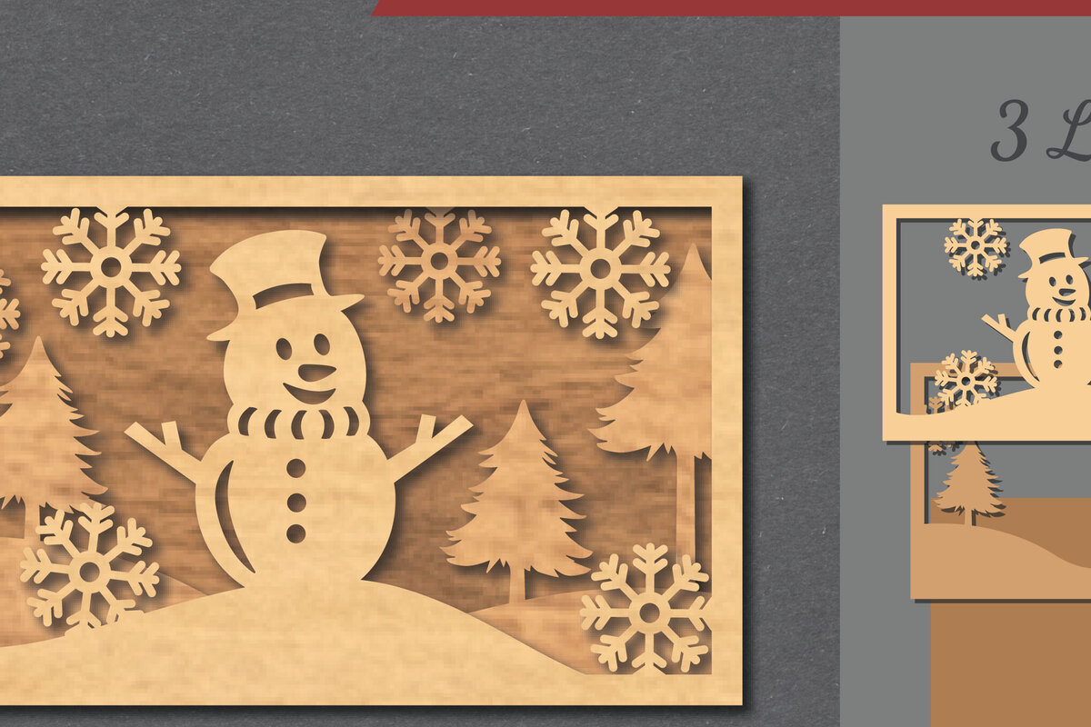 Intra απο ξύλο plywood 3mm-4mm πάχος – Snowman SceneDecor 3 Δίασταση  20x20 cm INTRAFABR-112466197