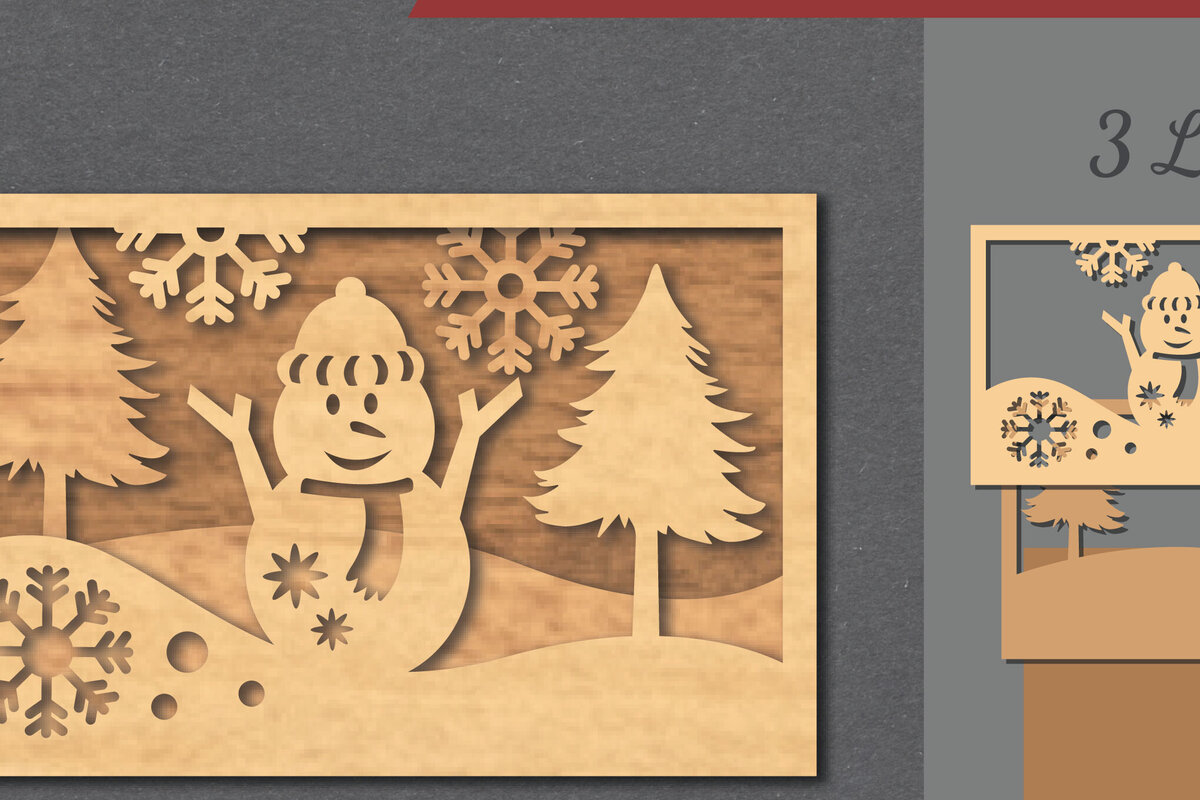 Intra απο ξύλο plywood 3mm-4mm πάχος – Snowman SceneDecor 6 Δίασταση  20x20 cm INTRAFABR-112466319