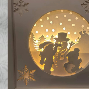 Intra απο ξύλο plywood 3mm-4mm πάχος – Κουτί σκιών χιονάνθρωπος Δίασταση  20x20 cm INTRAFABR-19687814 - Image 2