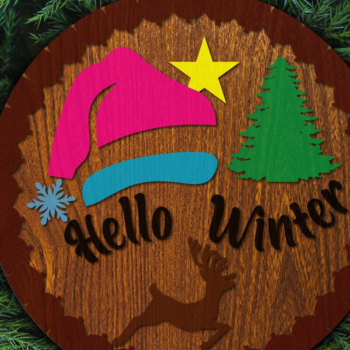 Intra απο ξύλο plywood 3mm-4mm πάχος – Snowman Welcome, Door Signs Δίασταση 40x30 cm INTRAFABR-112884373 - Image 1