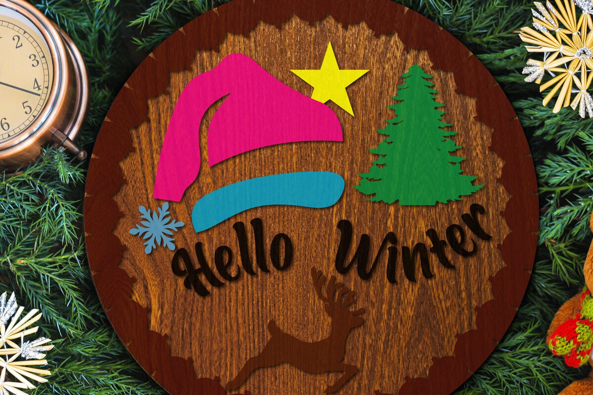 Intra απο ξύλο plywood 3mm-4mm πάχος – Snowman Welcome, Door Signs Δίασταση  40x30 cm INTRAFABR-112884373