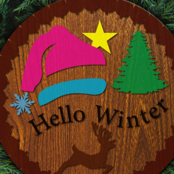 Intra απο ξύλο plywood 3mm-4mm πάχος – Snowman Welcome, Door Signs Δίασταση 40x30 cm INTRAFABR-112884373 - Image 2