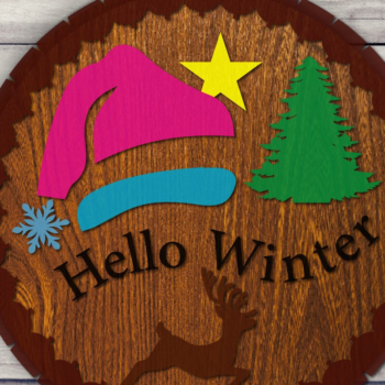 Intra απο ξύλο plywood 3mm-4mm πάχος – Snowman Welcome, Door Signs Δίασταση 40x30 cm INTRAFABR-112884373 - Image 3