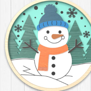 Intra απο ξύλο plywood 3mm-4mm πάχος – Χιονάνθρωπος Χειμερινό στολίδι με λέιζερ Δίασταση  20x20 cm INTRAFABR-106511661