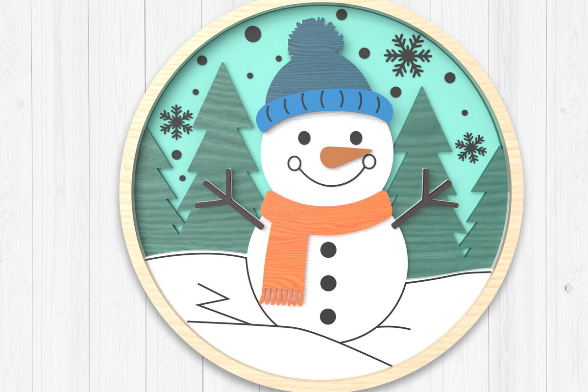 Intra απο ξύλο plywood 3mm-4mm πάχος – Χιονάνθρωπος Χειμερινό στολίδι με λέιζερ Δίασταση  20x20 cm INTRAFABR-106511661