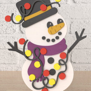 Intra απο ξύλο plywood 3mm-4mm πάχος – Χιονάνθρωπος με χριστουγεννιάτικα φώτα διακόσμηση Δίασταση  20x20 cm INTRAFABR-107818639