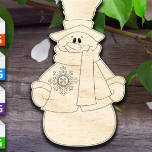 Intra απο ξύλο plywood 3mm-4mm πάχος – Χιονάνθρωπος με κουμπί νιφάδα χιονιού Δίασταση  20x20 cm INTRAFABR-48720554