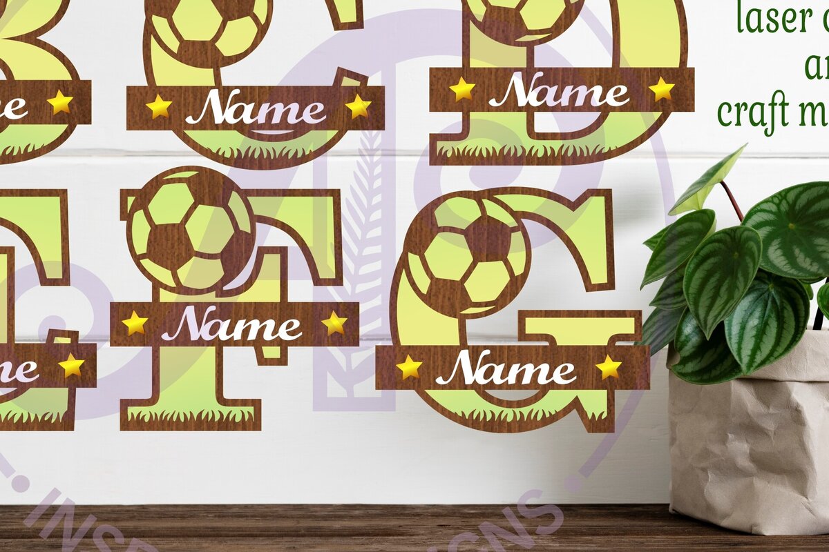 Intra απο ξύλο plywood 3mm-4mm πάχος – Πακέτο επιστολών μονογράμματος ποδοσφαίρου/ποδοσφαίρου Δίασταση  20x20 cm INTRAFABR-81959832