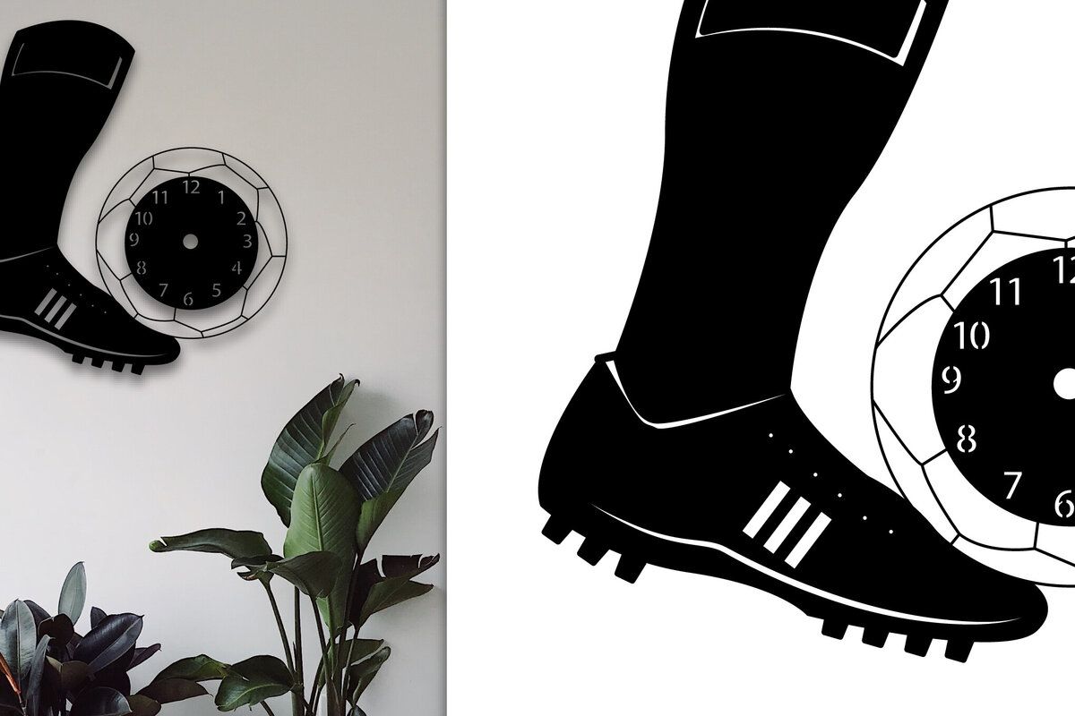 Intra απο ξύλο plywood 3mm-4mm πάχος – Ρολόι τοίχου Soccer Kick Δίασταση  40x30 cm INTRAFABR-79313145