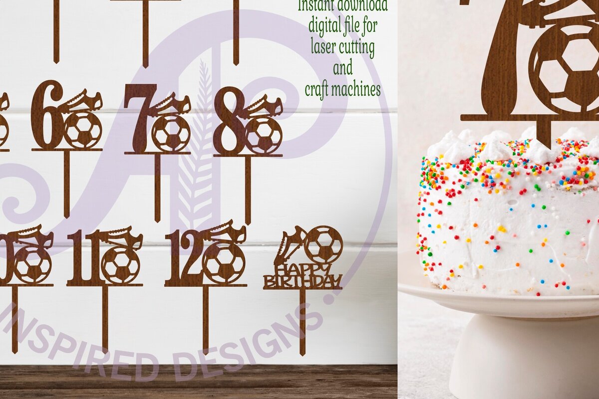 Intra απο ξύλο plywood 3mm-4mm πάχος – Τούρτες με αριθμούς ποδοσφαίρου, 13 σχέδια Δίασταση  20x20 cm INTRAFABR-114210131