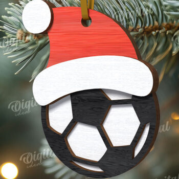 Intra απο ξύλο plywood 3mm-4mm πάχος – Ποδόσφαιρο Αθλητισμός Χριστουγεννιάτικο στολίδι Λέιζερ Δίασταση  20x20 cm INTRAFABR-110767426 - Image 1
