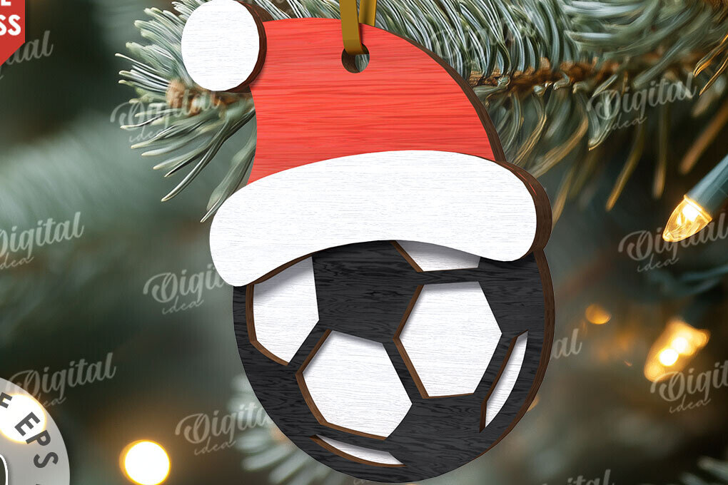 Intra απο ξύλο plywood 3mm-4mm πάχος – Ποδόσφαιρο Αθλητισμός Χριστουγεννιάτικο στολίδι Λέιζερ Δίασταση  20x20 cm INTRAFABR-110767426